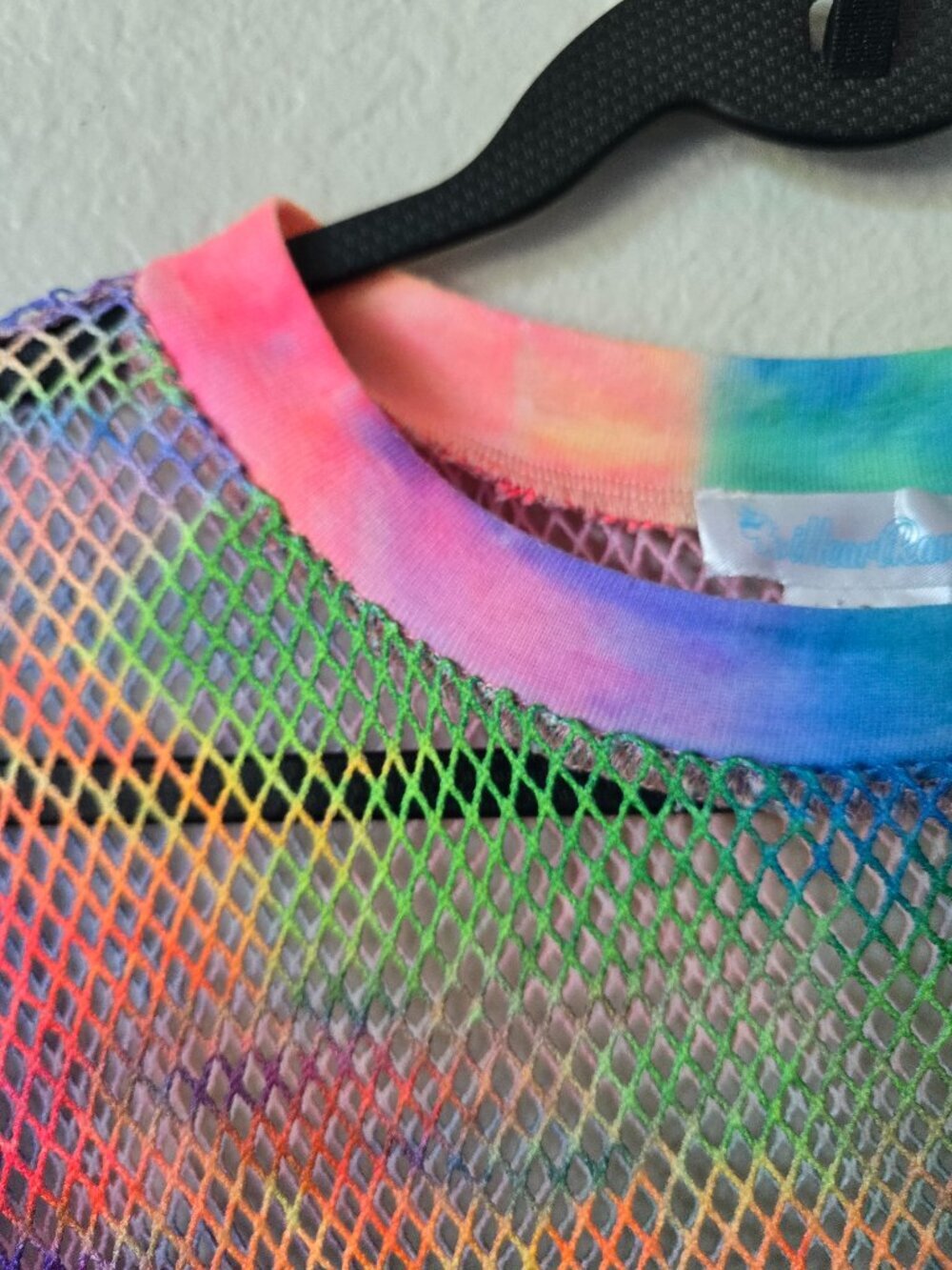 Rainbow Tie Dye Mesh Top Sheer - Picture 3 of 5